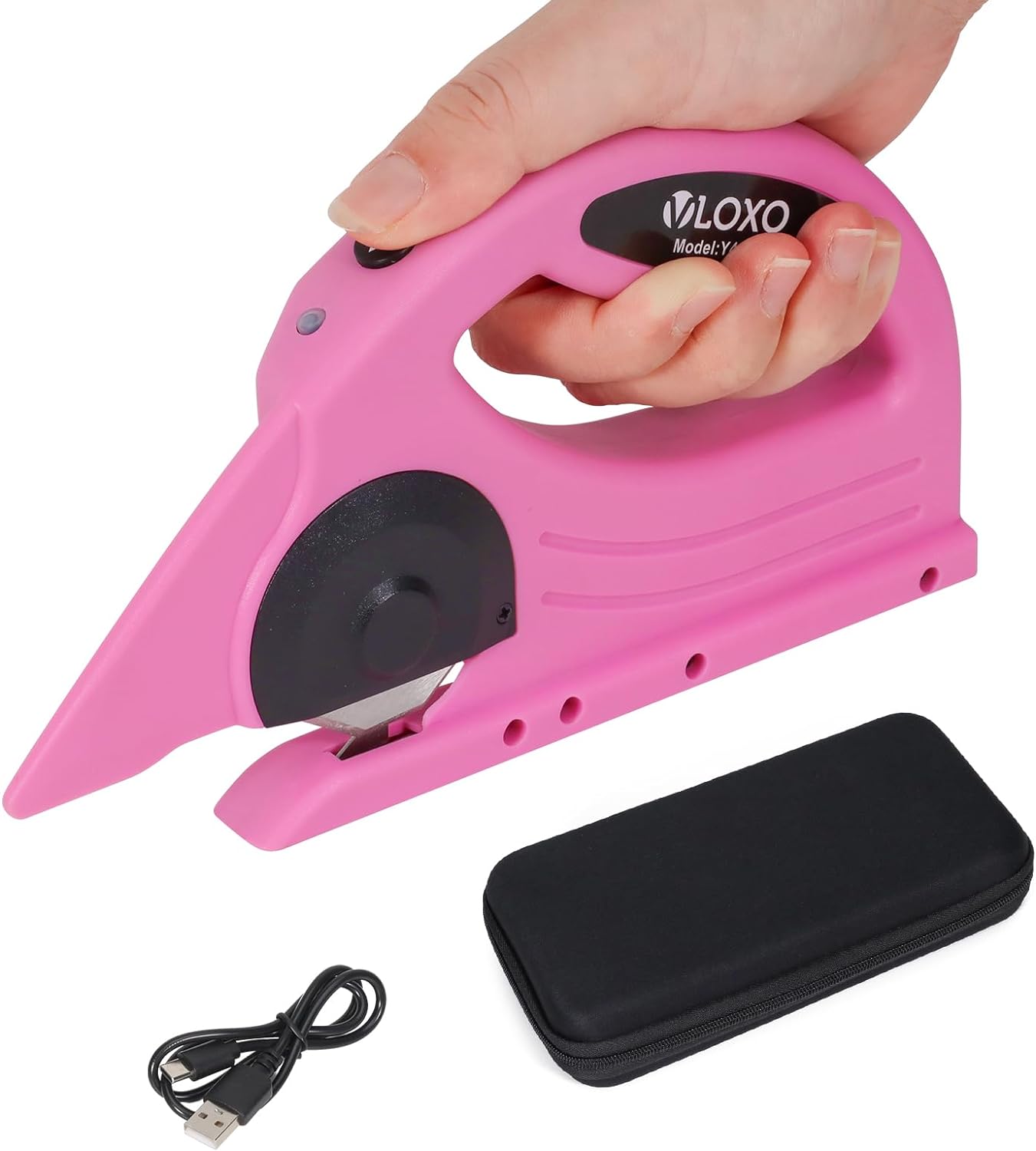 VLOXO 4V Cordless Electric Rotary Scissors with Safety Lock Rechargeable Rotary Cutter for Fabric Cardboard Leather Canvas Paper