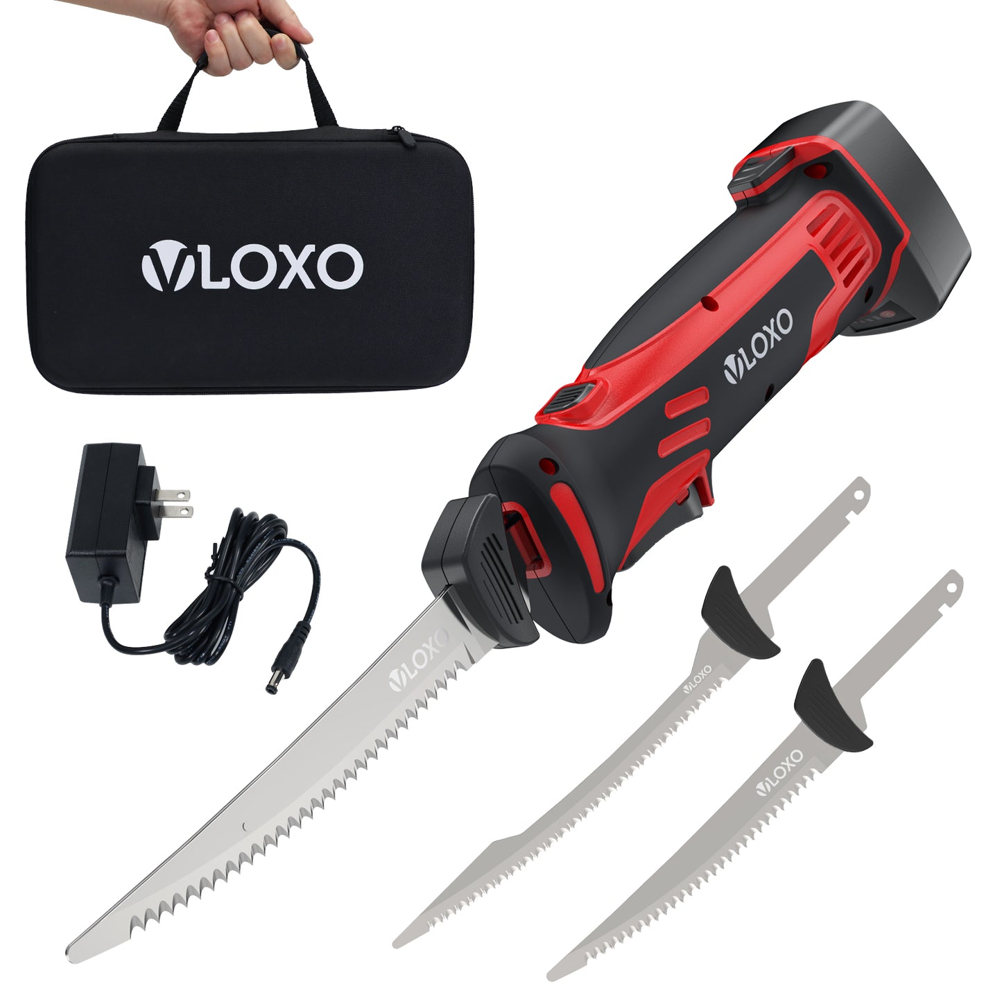 VLOXO Cordless Electric Fillet Knife Rechargeable Fillet Knife with 4 Stainless Steel Blades for Fishing Filleting