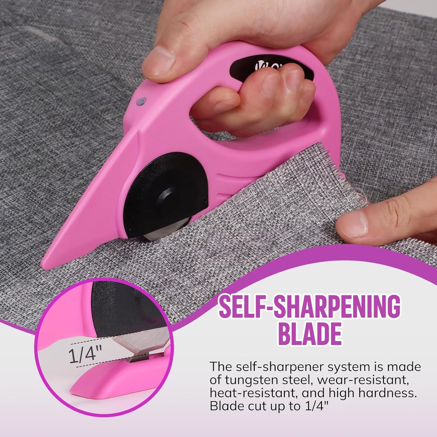 VLOXO 4V Cordless Electric Rotary Scissors with Safety Lock Rechargeable Rotary Cutter for Fabric Cardboard Leather Canvas Paper