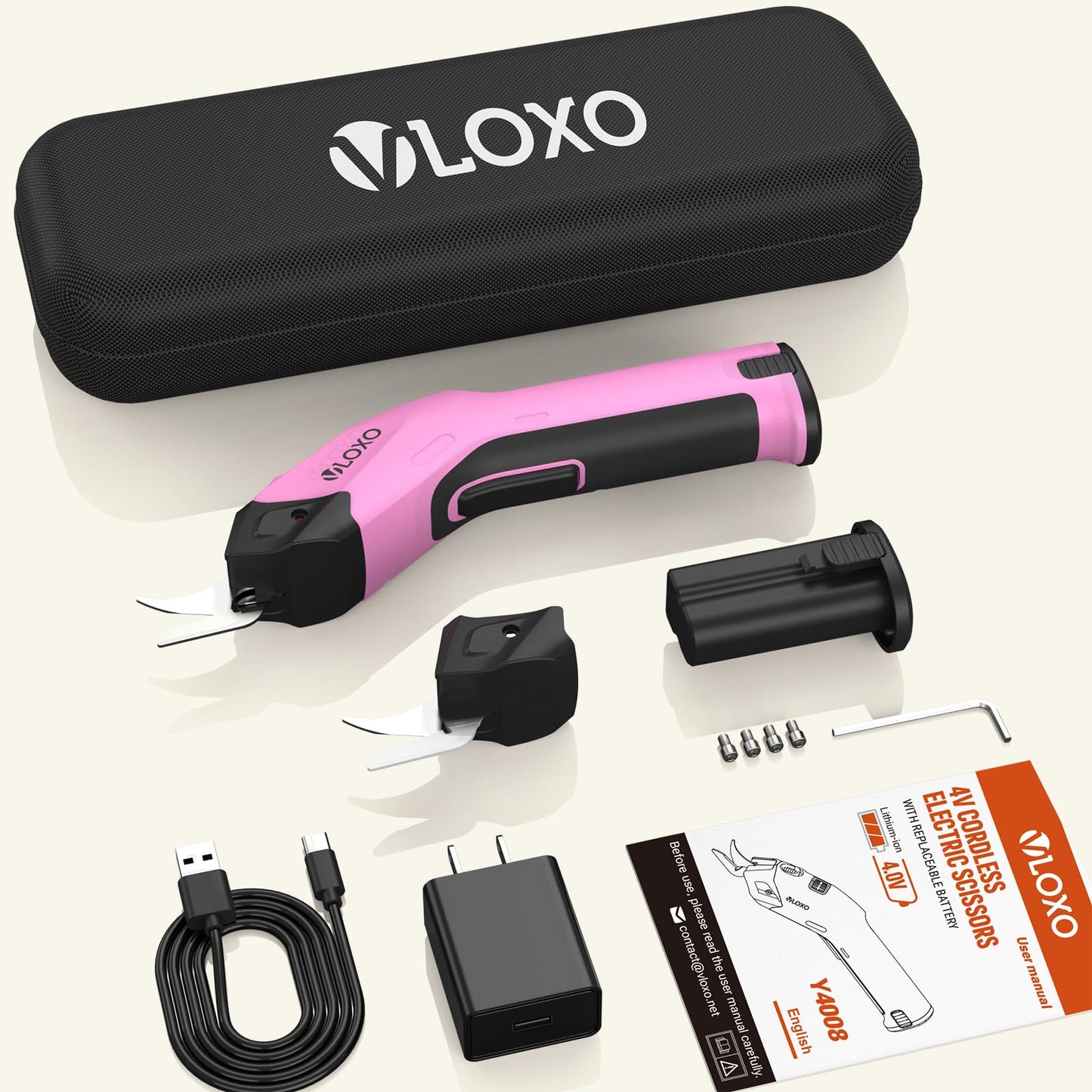 VLOXO Y4008 4V Cordless Electric Scissors Packing List