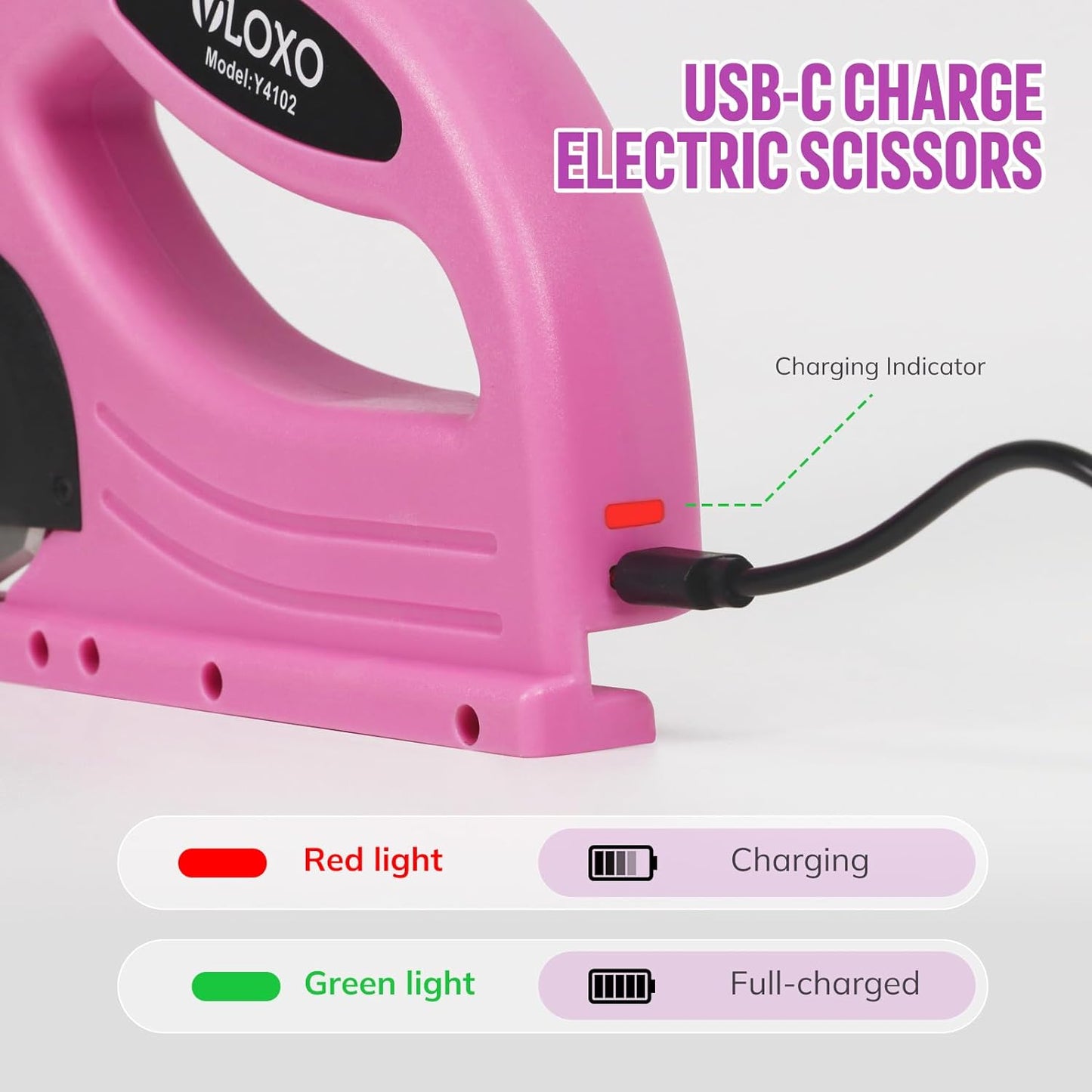 VLOXO 4V Cordless Electric Rotary Scissors with Safety Lock Rechargeable Rotary Cutter for Fabric Cardboard Leather Canvas Paper