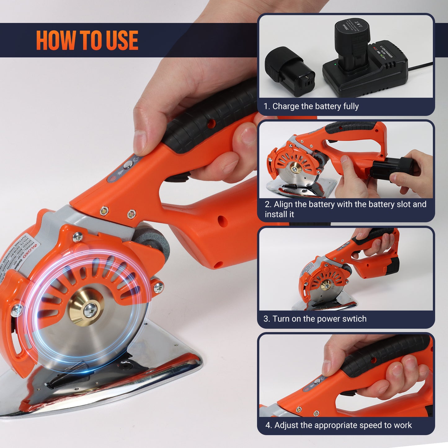 VLOXO 16.8V Cordless Electric Rotary Scissors