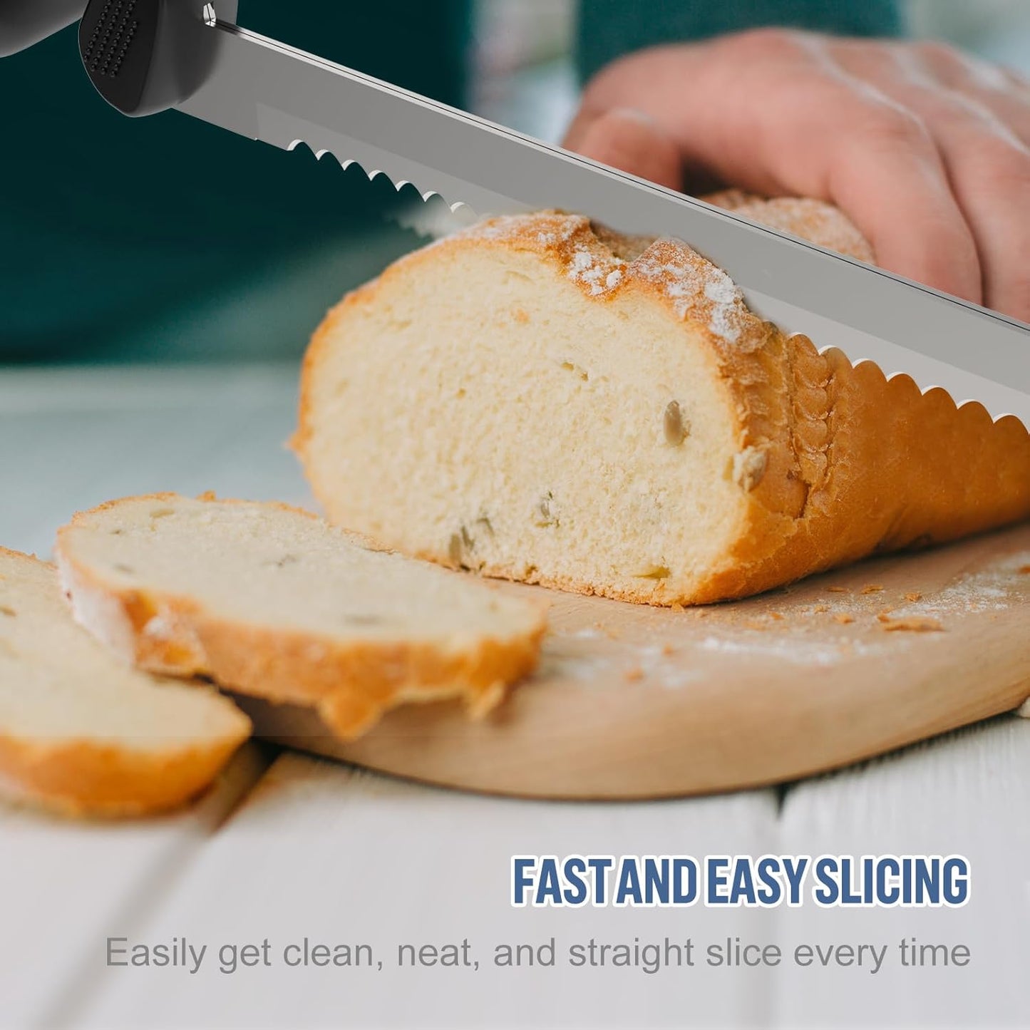 VLOXO Handheld Cordless Rechargeable Electric Knife with 2 Blades for Carving Meat Bread Steak Fish Fillet Cheese