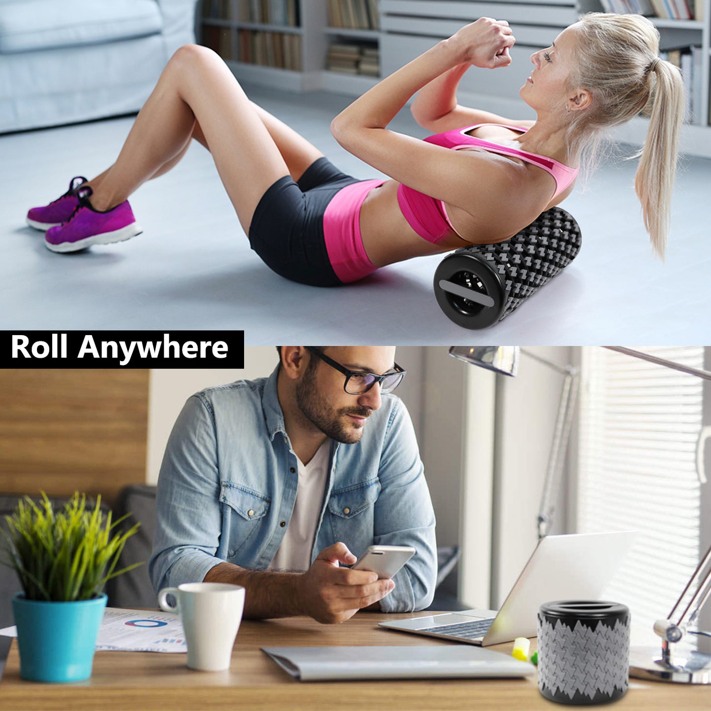 VLOXO Foam Roller Collapsible High Intensity Foam Back Roller