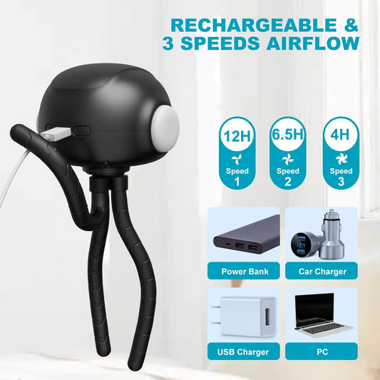 VLOXO 3 Speeds Mini Portable Fan for Baby, Outside, Kitchen
