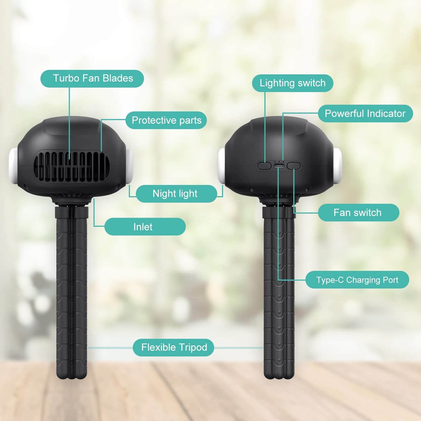 VLOXO 3 Speeds Mini Portable Fan for Baby, Outside, Kitchen