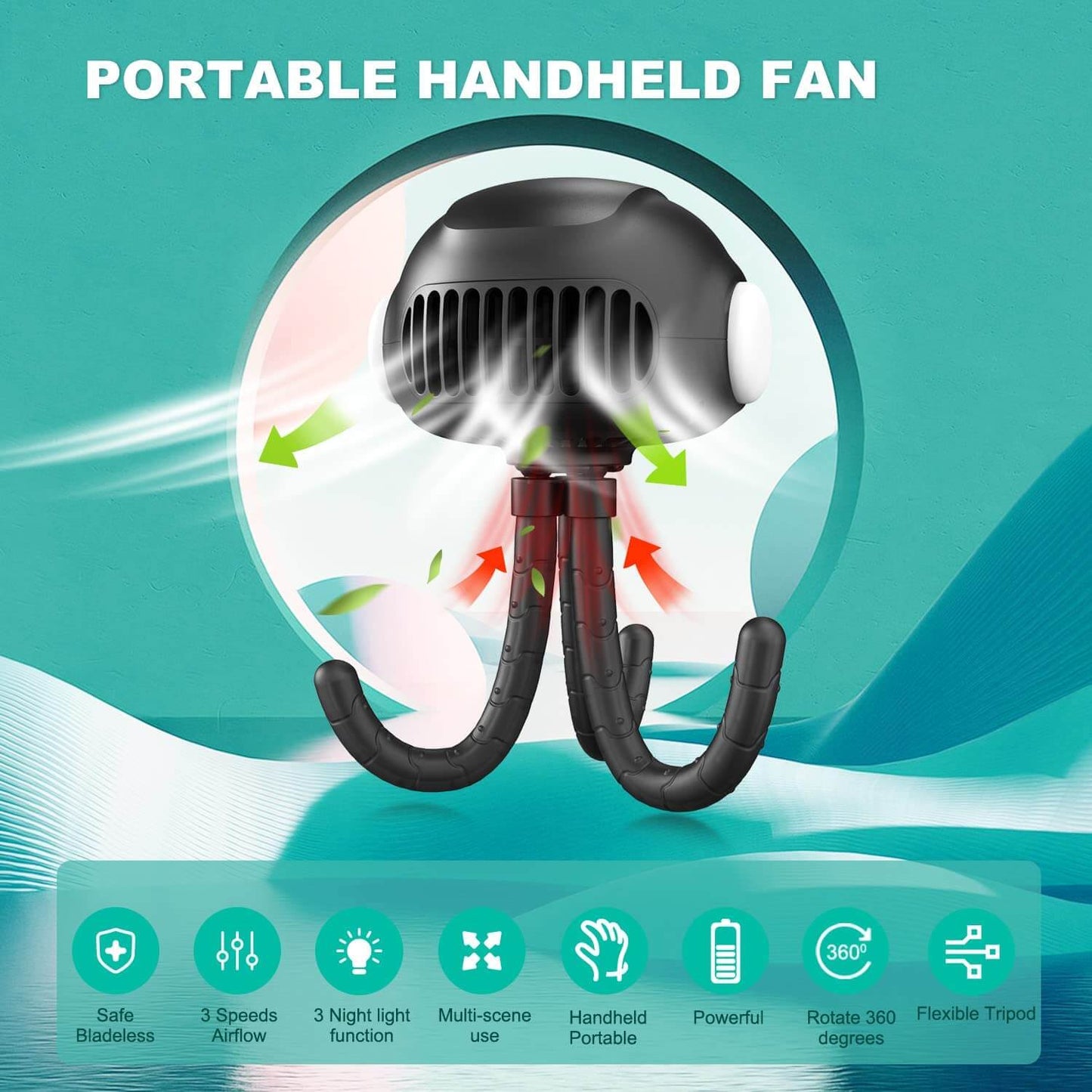 VLOXO 3 Speeds Mini Portable Fan for Baby, Outside, Kitchen