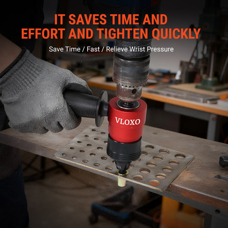 VLOXO Rivet Nut Drill Adapter Kit – Cordless Rivet Gun with 245 Rivnuts