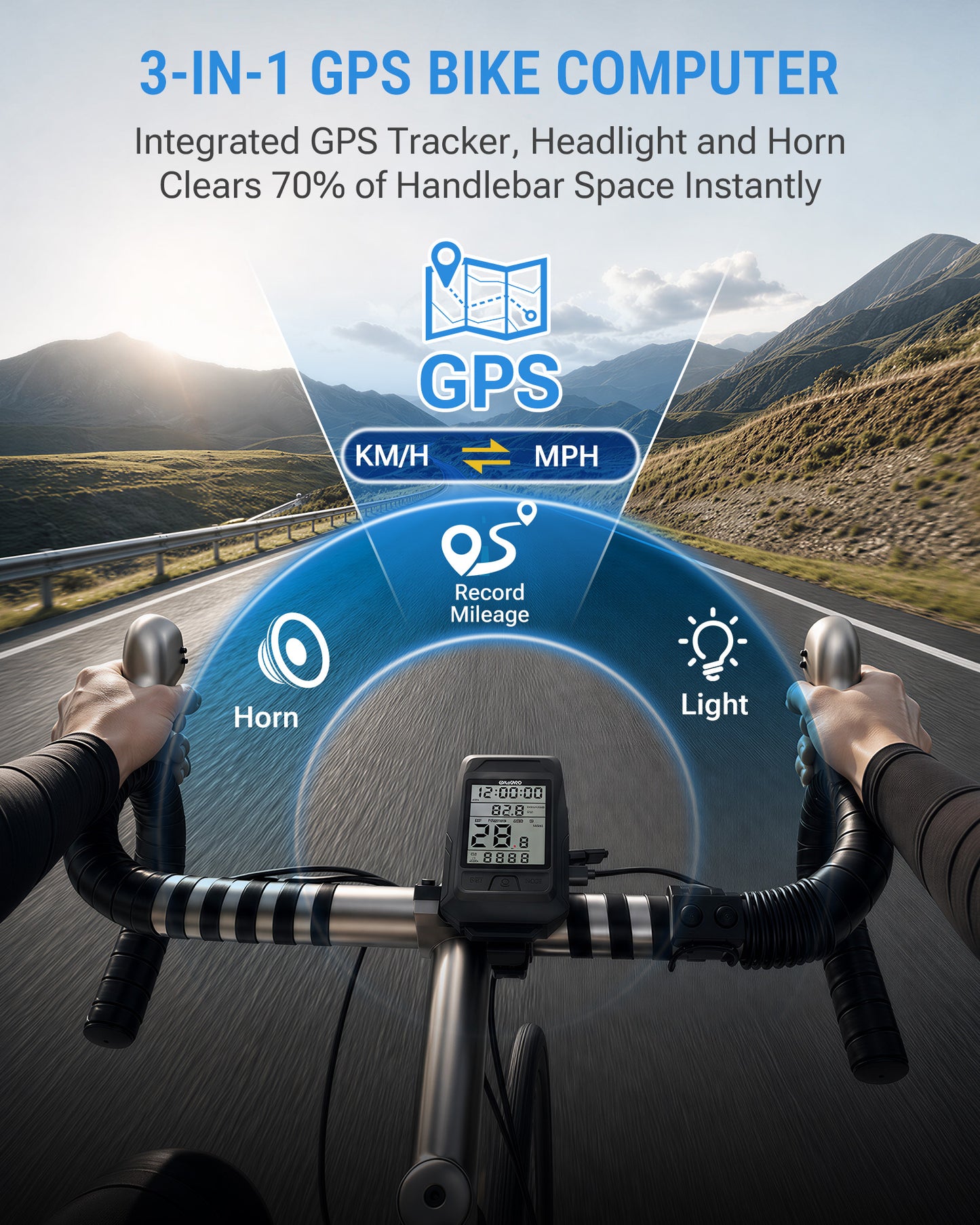 VLOXO 3-in-1 GPS Bike Computer 
