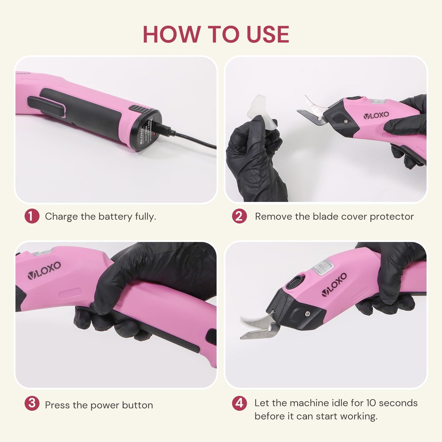 VLOXO Y4008 4V Cordless Electric Scissors Using Guide 