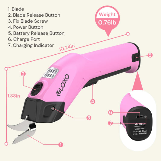 VLOXO Y4008 4V Cordless Electric Scissors