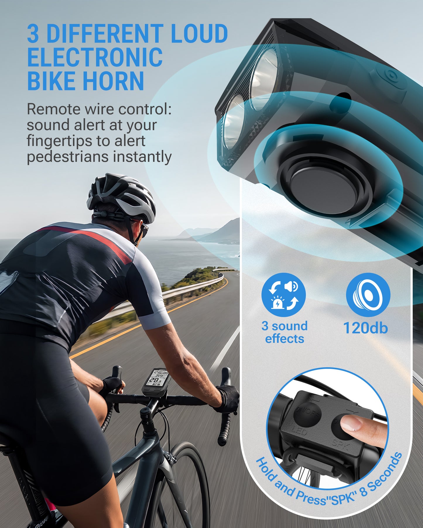  VLOXO 3-in-1 GPS Wireless Bike Speedometer Horn