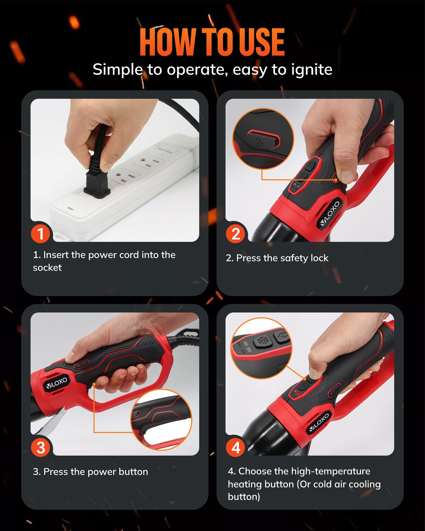 VLOXO Eletric Charcoal Starter Using Guide