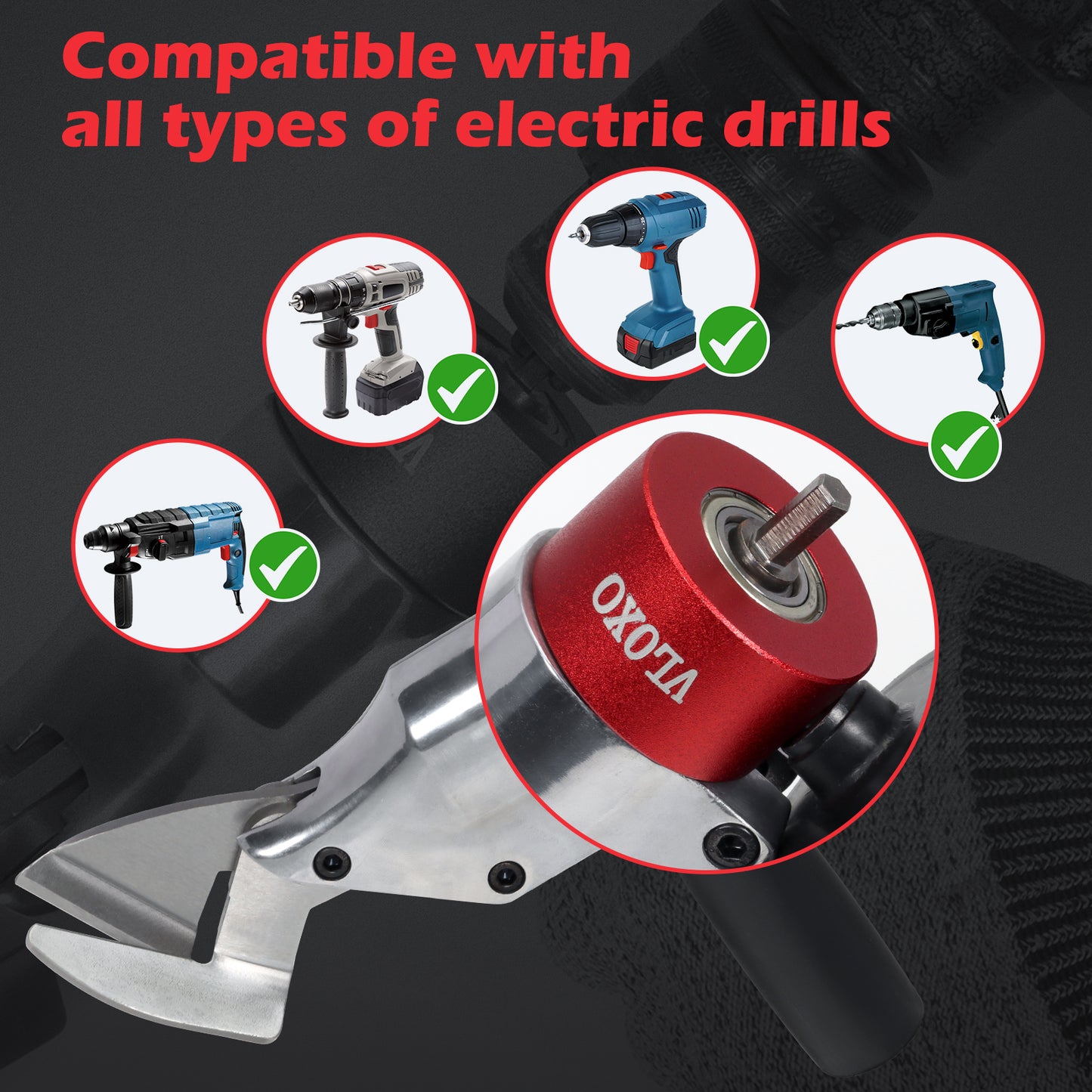VLOXO Sheet Metal Cutter Drill Attachment Compatibility 