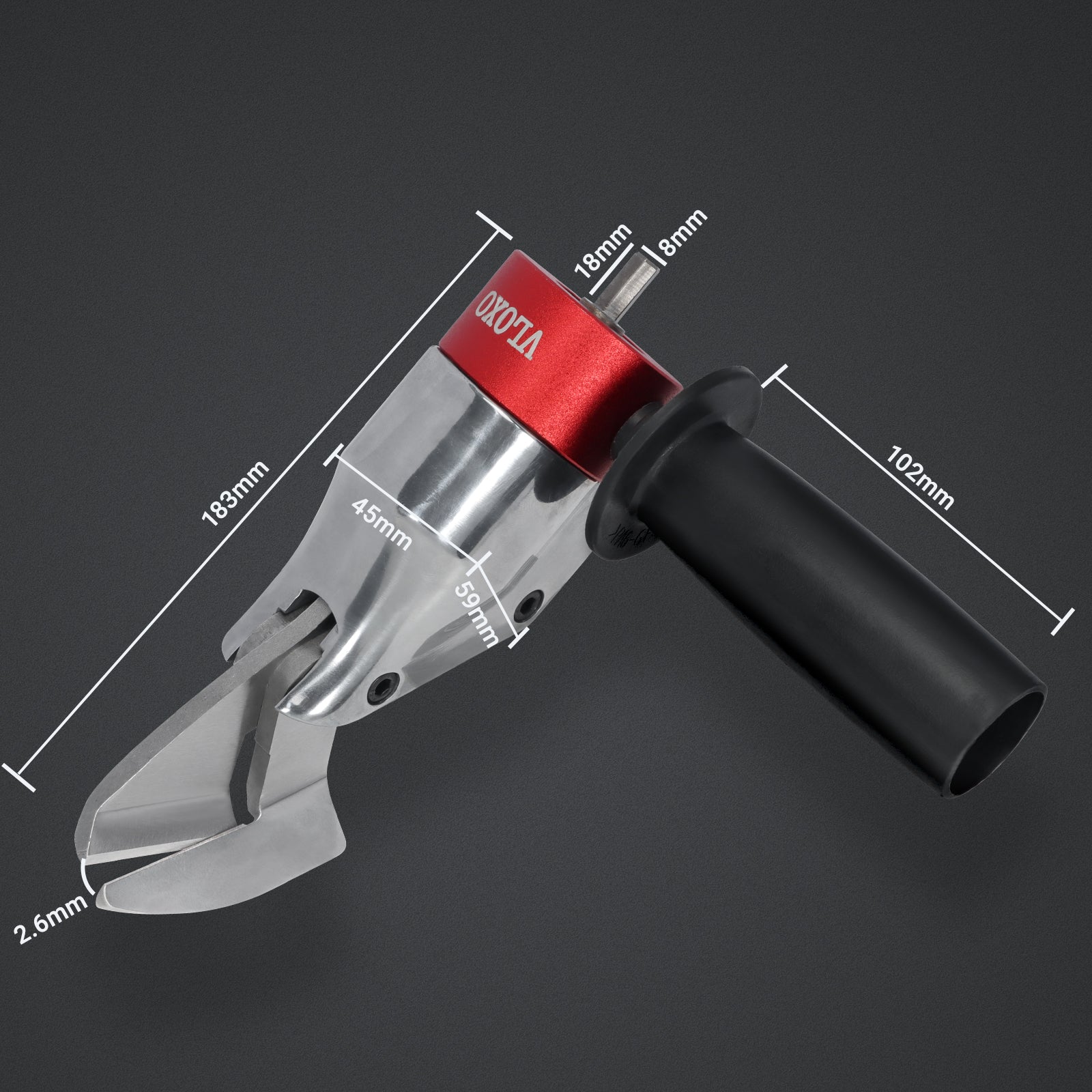 VLOXO Sheet Metal Cutter Drill Attachment Dimensions
