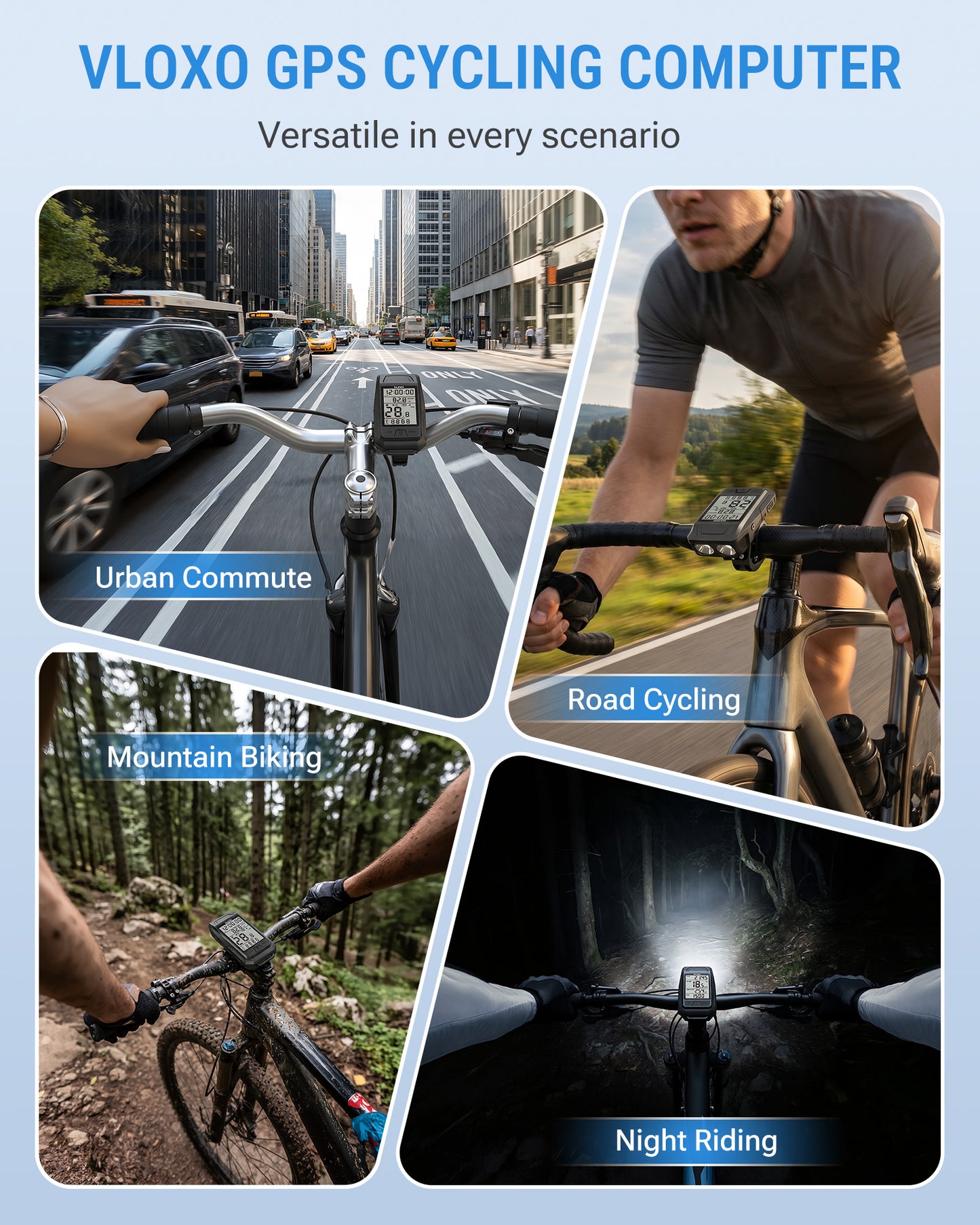 VLOXO 3-in-1 GPS Wireless Bike Speedometer Application 