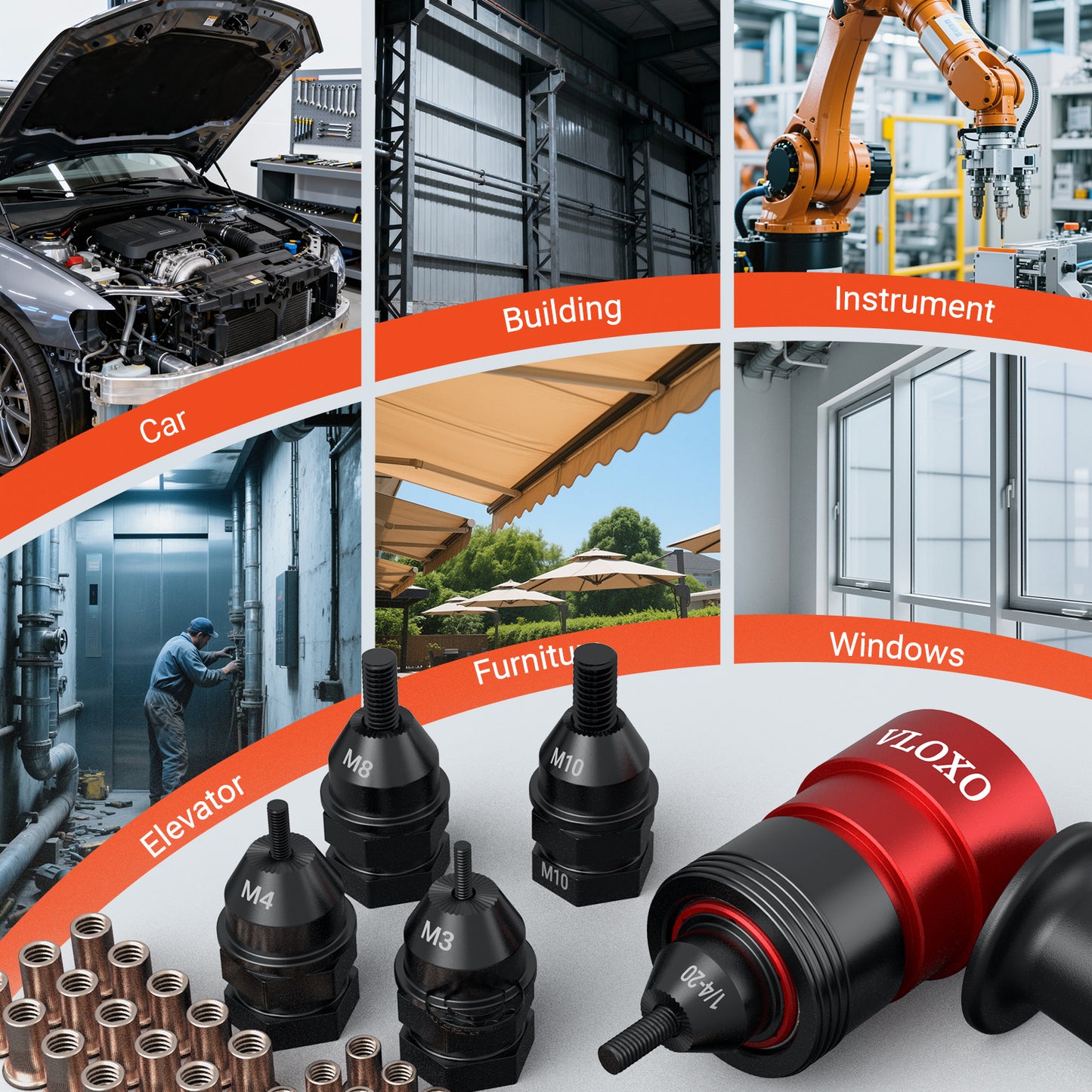 VLOXO Rivet Nut Drill Adapter Kit Application