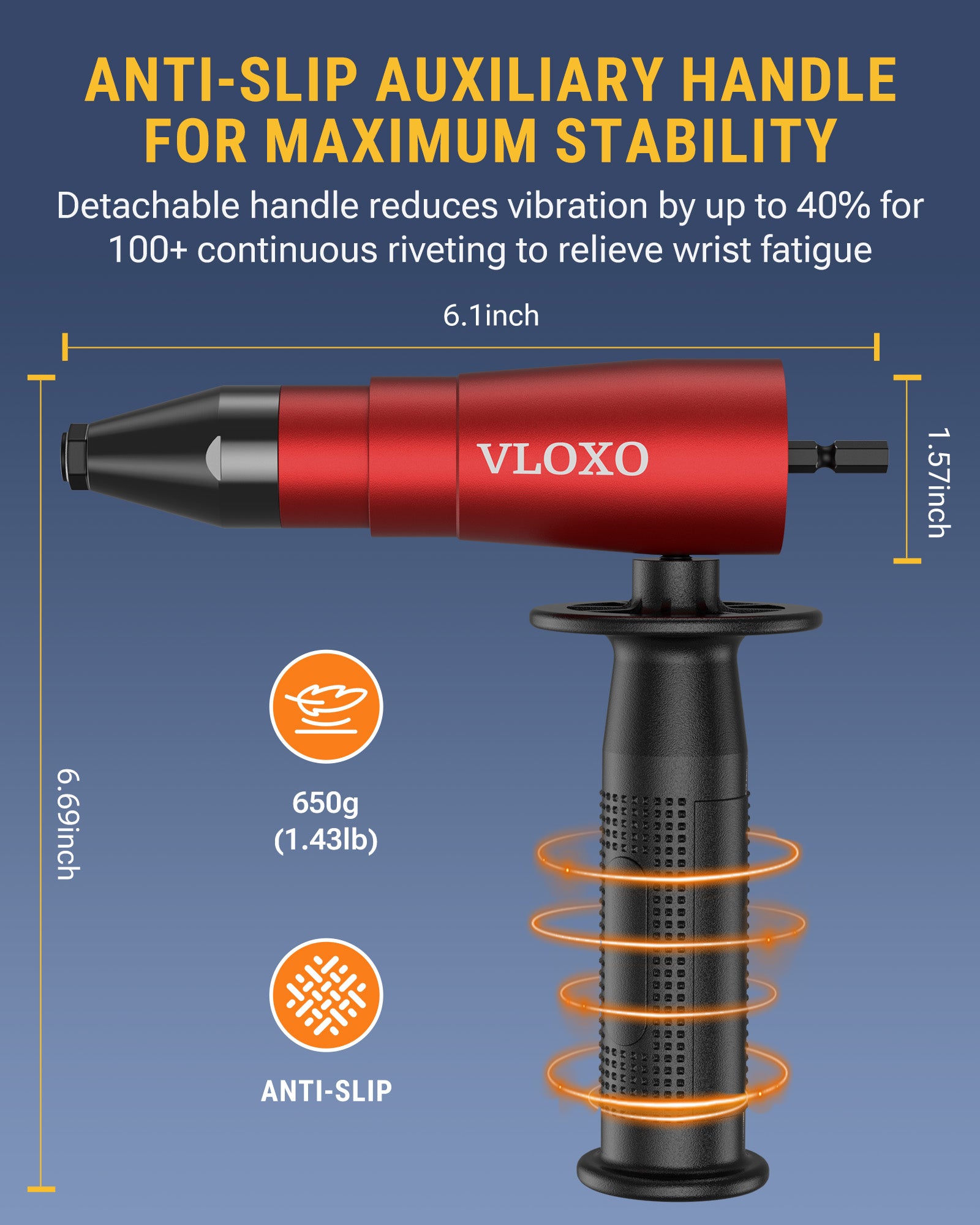 VLOXO Rivet Gun Adapter for Drill Kit Anti-Slip Handle