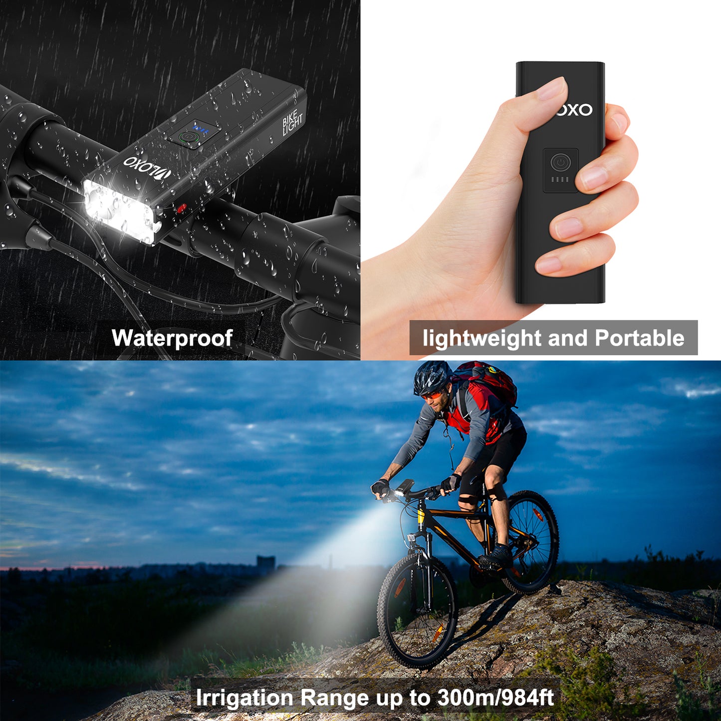 VLOXO Bike Lights Set, 5200mAh USB Rechargeable Bicycle Lamp 6 Lighting Modes