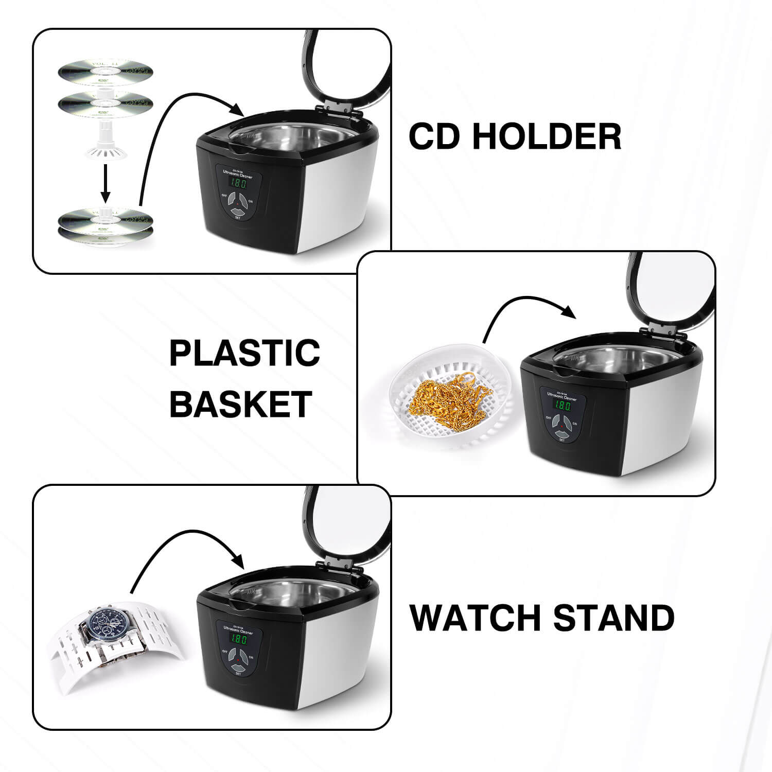 VLOXO CD-2800 Ultrasonic Jewelry Cleaner Household 600ml Professional  Washer Machine