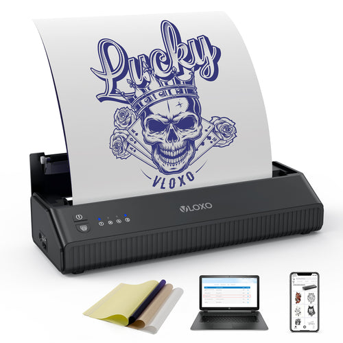 VLOXO Bluetooth Tattoo Stencil Printer 2025 Version Compatible with IOS/Android/Windows System Rechargeable Thermal Tattoo Copier with 10 pcs Free Stencil Paper