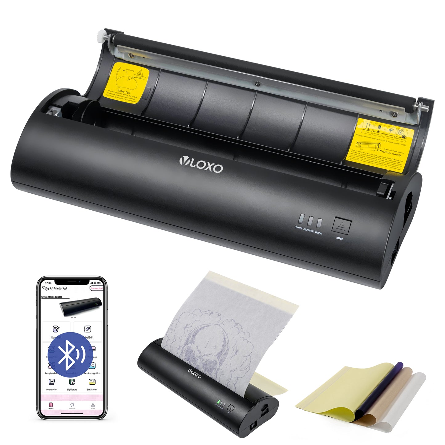 VLOXO Bluetooth Tattoo Stencil Printer 2023 Version Compatible with IO