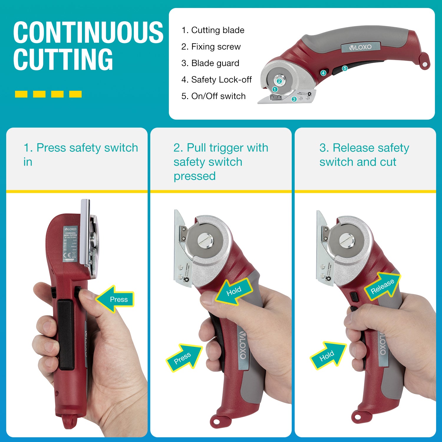Cordless Electric Scissors,4V Electric Box Cutter w/Safety Lock,Storage  Bag