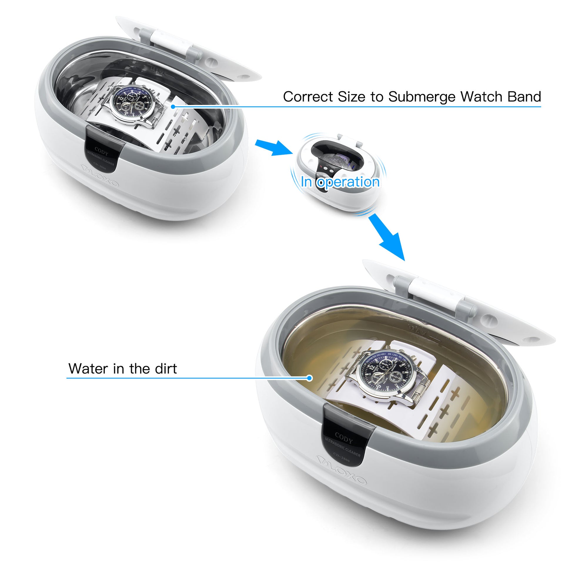 Automatic Ultrasonic Cleaner Watch Jewellery Glasses Cleaning Machine 600ml  UK